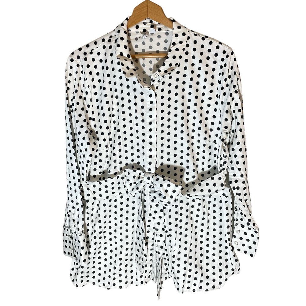 V3- Elle Women’s XXL dressy Polka Dot Button-Up Blouse